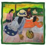 Châle En Laine Et Soie Imprimée Gauguin La Sieste – Vert