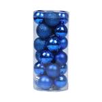 Lot de 24 boules de Noël standard - Bleu foncé 6 cm