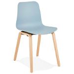 Chaise design scandinave pied bois SANDY (bleu ciel)