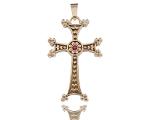 Croix arménienne Grande Taille en or 18 carats 2.50 grammes sertie d'un rubis