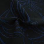 Tissu Jacquard à motifs feuilles de palmier bleu marine et noir réversible