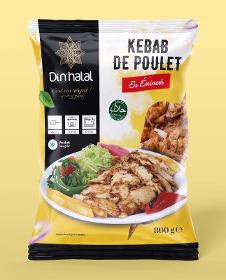 E730 : Din'Halal Kebab De Poulet en Emincés 800Gr (10pc par colis)