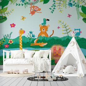 Forêt enchantée - Papier peint panoramique pour enfant avec thème de la forêt