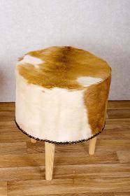 Foot Stool With Cowhide