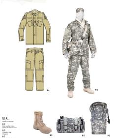 bottes militaire , tenue militaire , sac militaire 