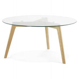 Table basse style scandinave TAROT en verre et chêne massif