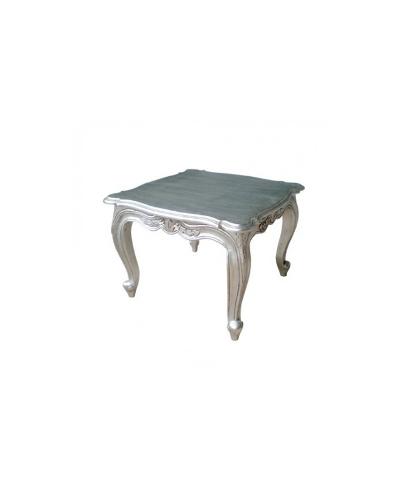 Table basse baroque argentée 60 cm