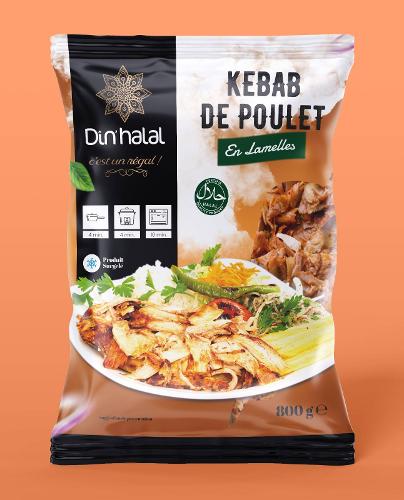 E731 : Din'Halal Kebab De Poulet en Lamelles 800Gr (10pc par colis)