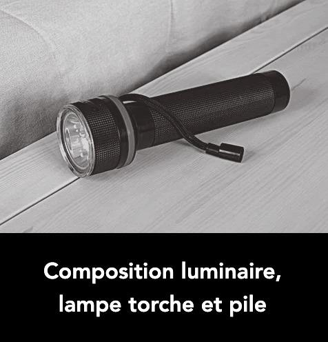 Composition luminaire, lampe torche et pile