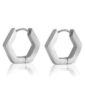Boucles d'oreilles acier inoxydable argenté Hexa-1