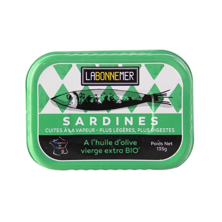 BOITE DE SARDINES A L'HUILE D'OLIVE VIERGE EXTRA BIO "LA BONNEMER" 135 g