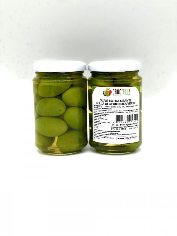 Olives Bella di Cerignola extra géante 160gr olives d’Italie CROC’ELLA