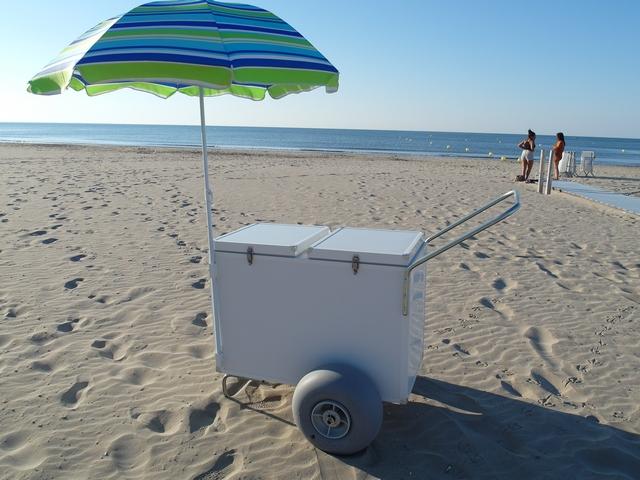 Chariot de vente ambulant à grosses roues spécial plage
