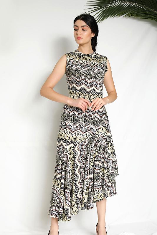Printed Asymmetrical Dress