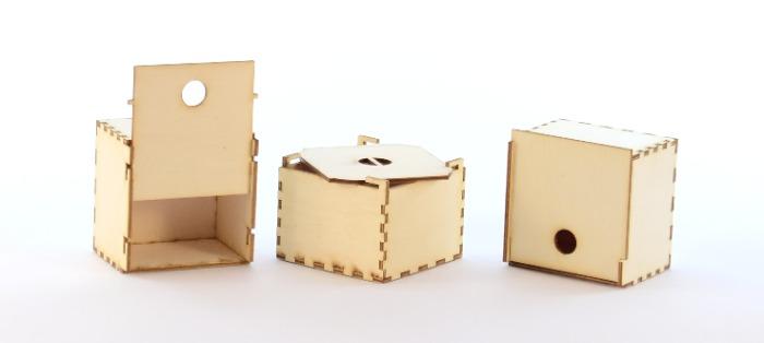 Lot de 3 petites boîtes en bois