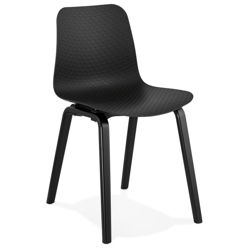 Chaise design pieds bois noir SANDY (noir)