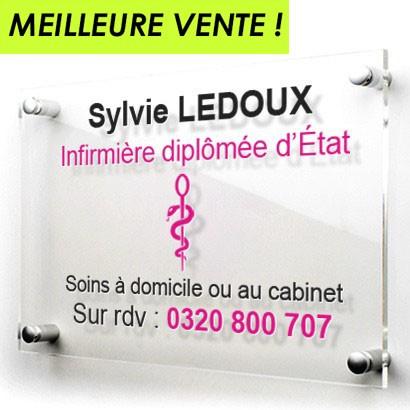 Plaque pro en plexi transparent - avec logo couleur Société Entreprise