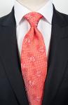 Cravate rouge à motifs cachemire + pochette assortie