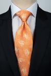 Cravate orange à motifs cachemire + pochette assortie