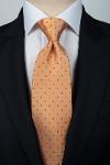 Cravate orange à pois + pochette assortie