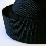 Gros grain élastique (25 mm - Noir - Polyester)