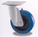 Roulettes INOX roue caoutchouc bleu élastique