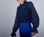 Ruffle Blue Punctuated Blouse