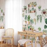 Papier peint panoramique avec plantes intérieurs et pots