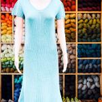 Knit V-neck dress knitted in BAMBOO 100%