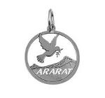 Médaille du Mont Ararat et colombe en or blanc 18 carats 1.14 gramme