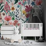 Papier peint panoramique floral pour chambre d'enfant