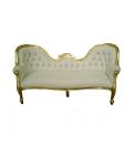 Canapé de style baroque en bois doré et simili blanc Double end