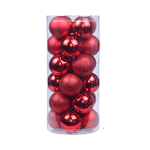 Lot de 24 boules de Noël standard - Rouge 6 cm