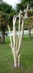 Sculpture de branches de bois flotté montées sur socle.