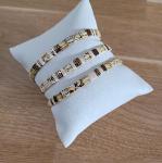 TILA - 3 bracelets - Bijoux - femme - beige picasso - cadeaux - fêtes de fin