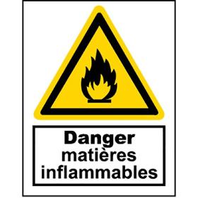 Panneau danger incendie matieres inflammables A3