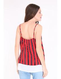 Pack 5x top femme rouge avec rayures