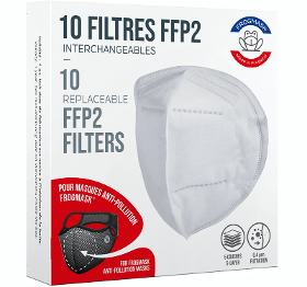 Lot de 10 filtres FFP2 pour masque anti-pollution Frogmask