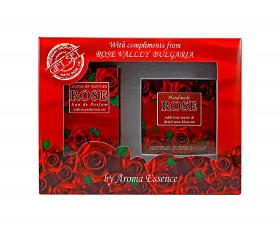 Coffret Cadeau Femme Rose Rouge Eau De Parfum 12 Ml Savon Glycerin 60 Ml