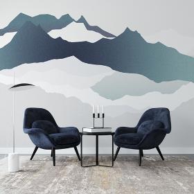 Papier peint panoramique et design avec paysage de sommets