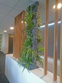 mur végétal rect-verso intégré dans le mobilier de bureau