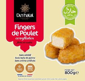 E713 : Din'Halal Finger de poulet cornflakes 800gr (8pc par colis)