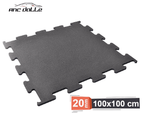 Dalle puzzle caoutchouc 100 cm x 100 cm - 20 mm densité 1000kg/m3 - noir