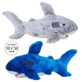 Peluche Requins 50cm 2ass Gris & Bleu