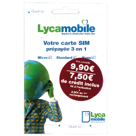 Carte Sim Lycamobile 7,50€ De Credit