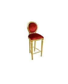 Chaise de bar en velours rouge et bois doré Médaillon