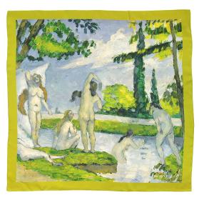 Petit Carré En Twill De Soie Imprimé Cézanne Baigneuse – Jeune Pousse