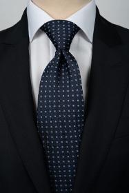 Cravate bleu marine fantaisie + pochette assortie