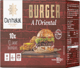 E782 : Din'Halal Burger Oriental 800Gr (9pc par colis)