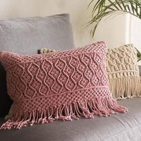 Home Pink Macrame Cushion